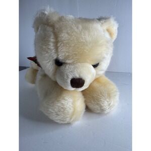 Cuddly RBI Tan Bear Plush beige w/ green/Red Ribbon